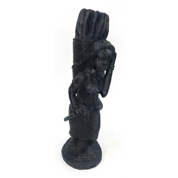 Hardworking Woman Sculpture – Handcrafted African Statue from Tanzania
