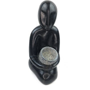 Harvesting Woman Sculpture – Hand Carved Shona Black Springstone Art