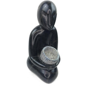 Harvesting Woman Sculpture – Hand Carved Shona Black Stone Art from Zimbabwe