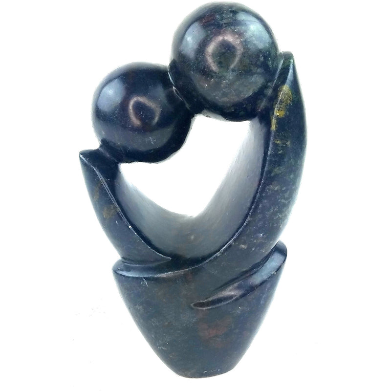 Kissing Couple – Shona Serpentine Stone Sculpture (Handmade in Zimbabwe)