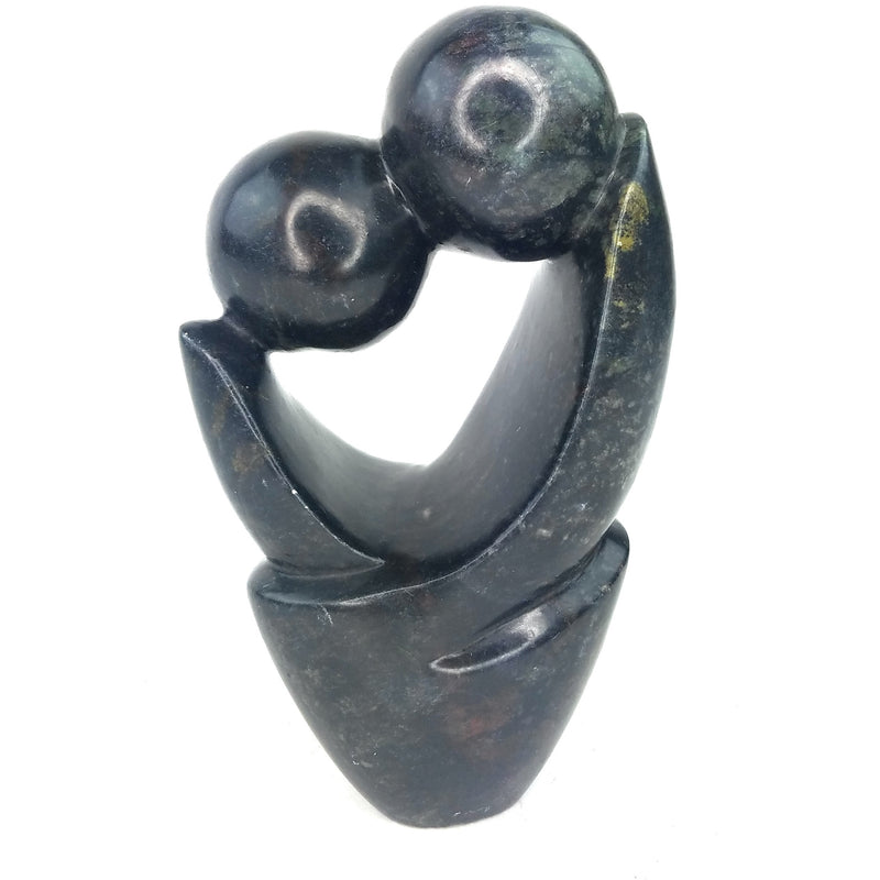 Kissing Couple – Shona Serpentine Stone Sculpture (Handmade in Zimbabwe)