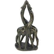 Kissing Giraffe Couple Sculpture – Earth-Tone Serpentine | Glossy Finish