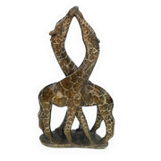 Kissing Giraffe Couple Sculpture | Hand Carved Zimbabwe