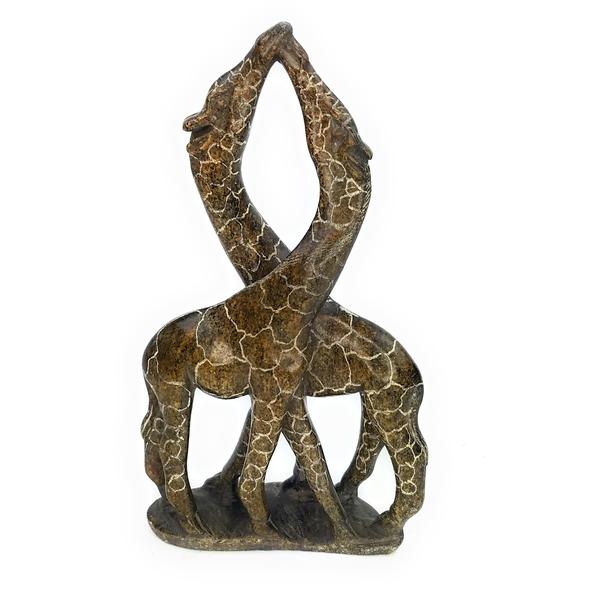 Kissing Giraffe Couple Sculpture | Hand Carved Zimbabwe
