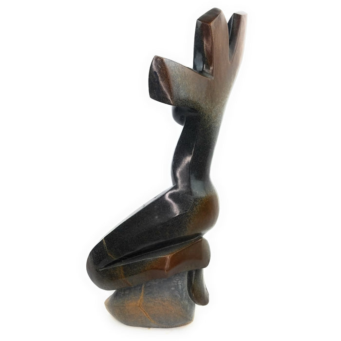 Kneeling Shona Female Torso Sculpture in dark Serpentine – Handmade in Zimbabwe