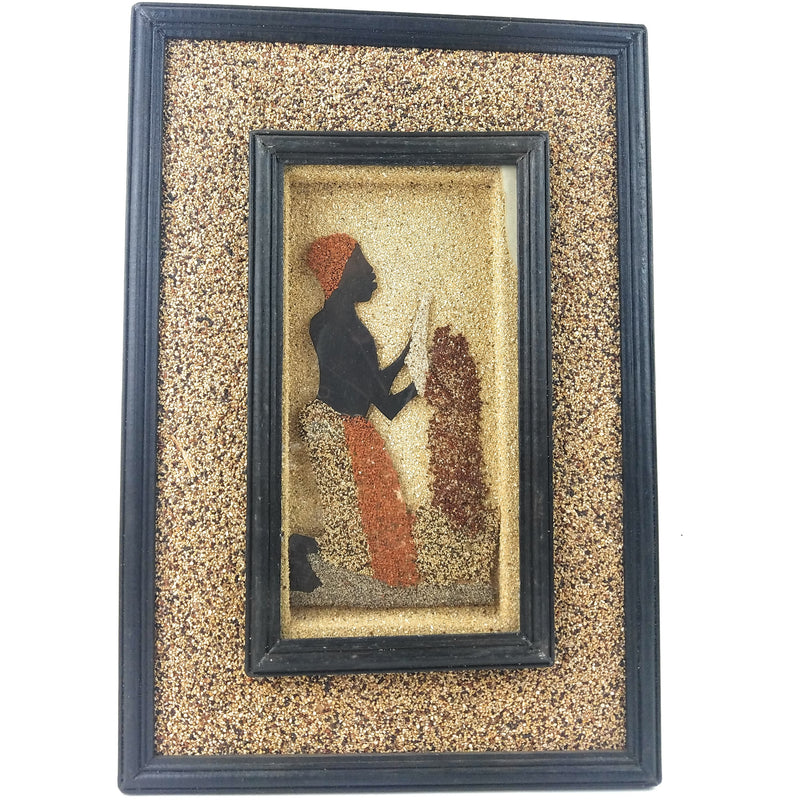 Kneeling Working Woman Shadow Box – Handmade African Wall Art from Zimbabwe