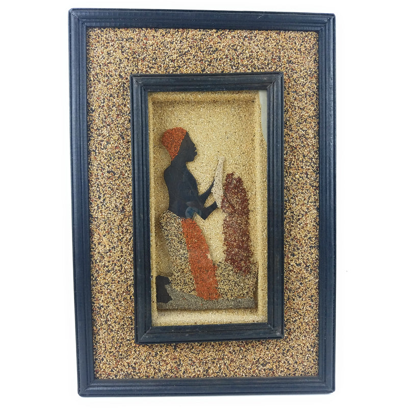 Kneeling Working Woman Shadow Box – Handmade African Wall Art from Zimbabwe