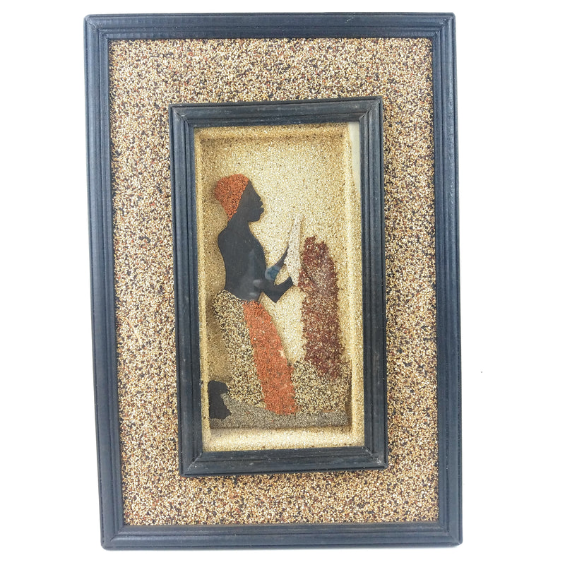Kneeling Working Woman Shadow Box – Handmade African Wall Décor