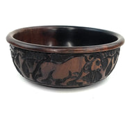 Large Ebony Wood Bowl – Hand Carved Safari Animal Design from Zimbabwe