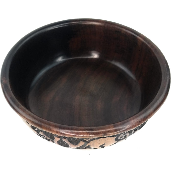 Large Ebony Wood Bowl | Hand Carved Safari Animal Design from Zimbabwe