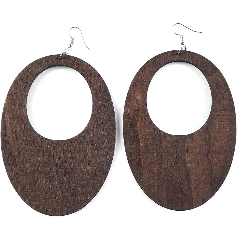 Large Wooden Hoop Earrings | Dark Brown Statement Hoops