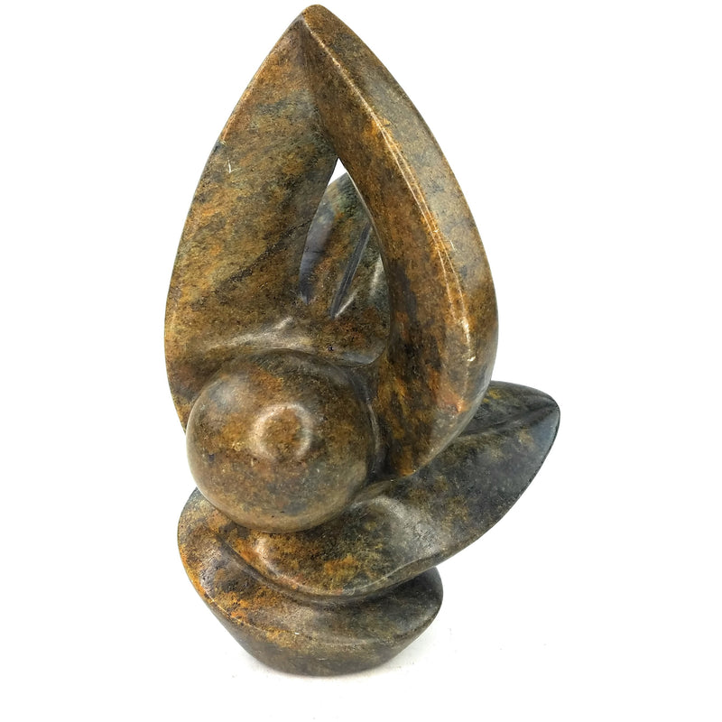 Layered Leaf Abstract Plant Sculpture – Shona Stone Art from Zimbabwe