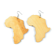 Light Wooden Africa Map Earrings – Natural Wood Statement Earrings