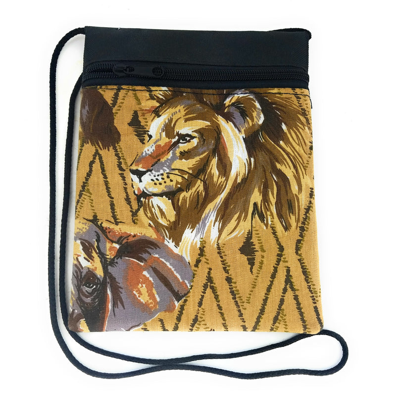 Lion and Elephant Safari Passport Bag – Handmade in Zimbabwe