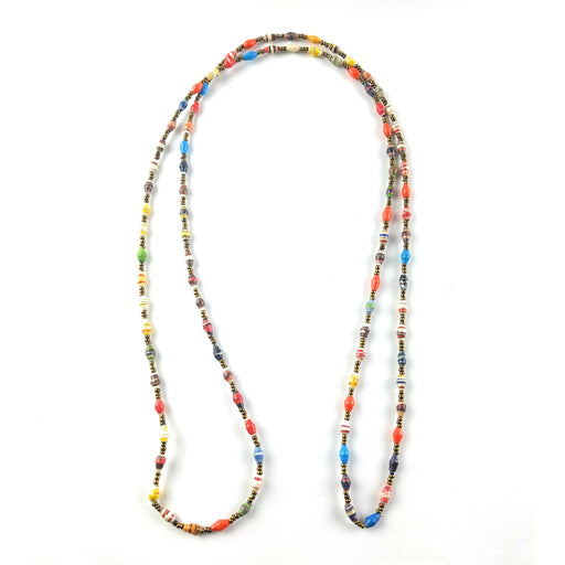 Long Multicolor Bead Necklace – Handmade African Jewelry