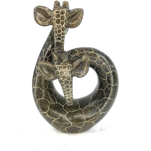 Loving Giraffe Couple Sculpture – Affectionate Pose | Hand Carved in Zimbabwe