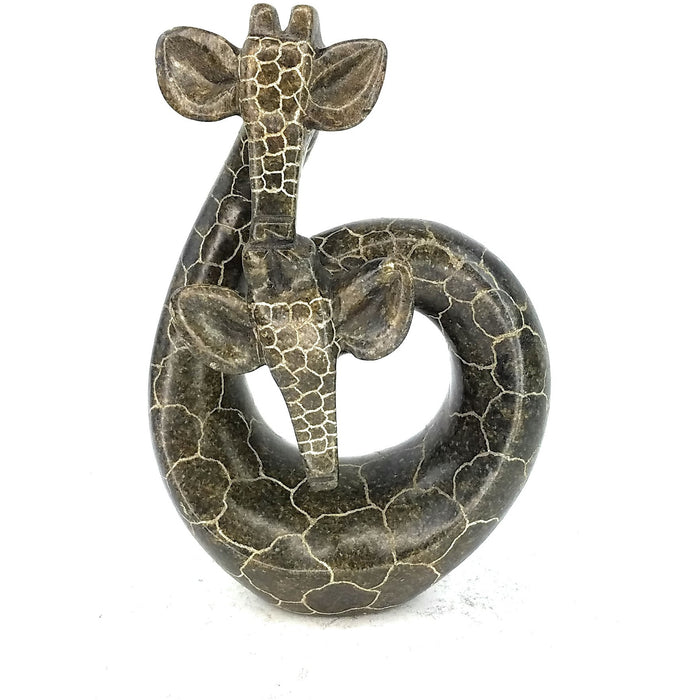 Loving Giraffe Couple Sculpture – Affectionate Pose | Hand Carved in Zimbabwe