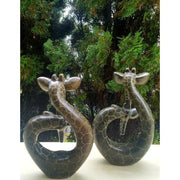 Loving Giraffe Couple Sculpture | Hand Carved Zimbabwe