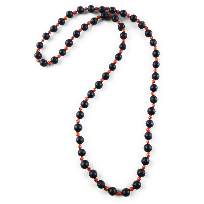 Lucky Bead Necklace – Red Beads & Black Seeds Handmade in Zimbabwe