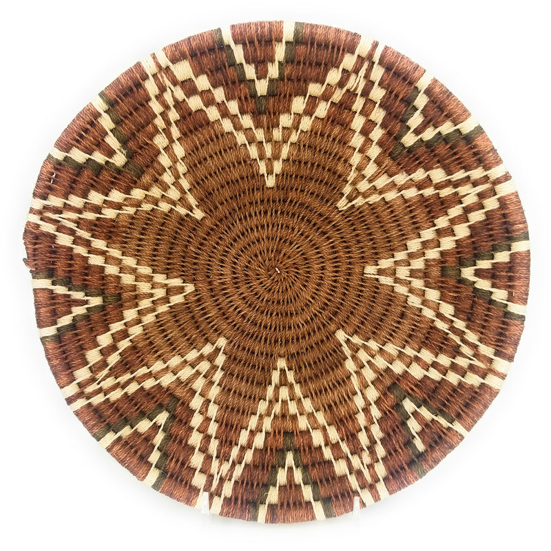 Lutsindzi Basket Dark Brown Chevron Burst | Fair-Trade Art | Swaziland