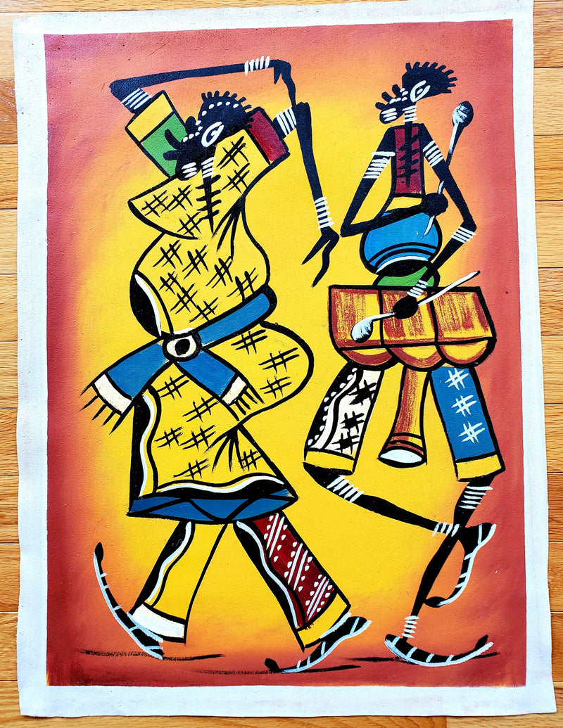 Mbira Player and Dancer Painting | African Art