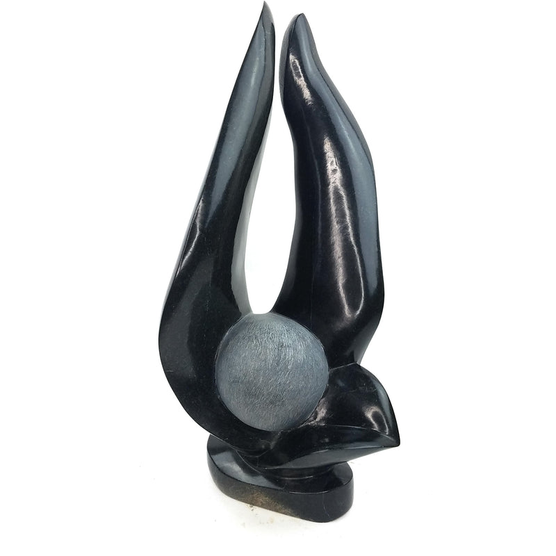 Modern Abstract Flower Sculpture – Shona Stone Art from Zimbabwe