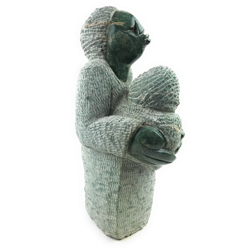 Mother Carrying Child Sculpture | Green Opal African Art
