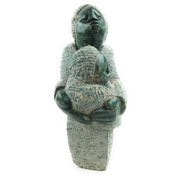 Mother Carrying Child Shona Stone Sculpture | Green Opal Stone