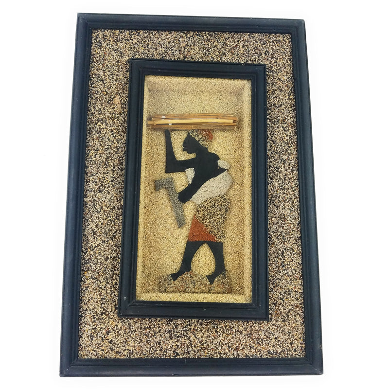 Working Mother Carrying Wood Shadow Box – Handmade African Wall Art from Zimbabwe