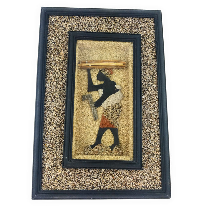 Working Mother Carrying Wood Shadow Box – Handmade African Wall Art from Zimbabwe