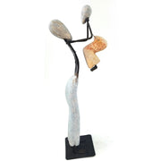 Mother and Child Sculpture – Hand-Carved Springstone & Recycled Metal Art from Zimbabwe