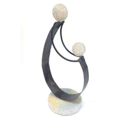 Mother and Child Sculpture – Hand-Carved Springstone & Recycled Metal Art from Zimbabwe