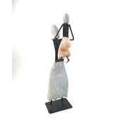 Mother and Child Sculpture – Hand-Carved Springstone & Recycled Metal Art from Zimbabwe