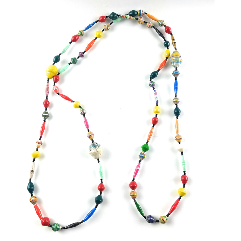 Multicolor Bead Necklace – Handmade Maasai Recycled Paper Jewelry