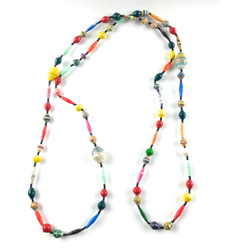 Multicolor Bead Necklace – Handmade Maasai Recycled Paper Jewelry