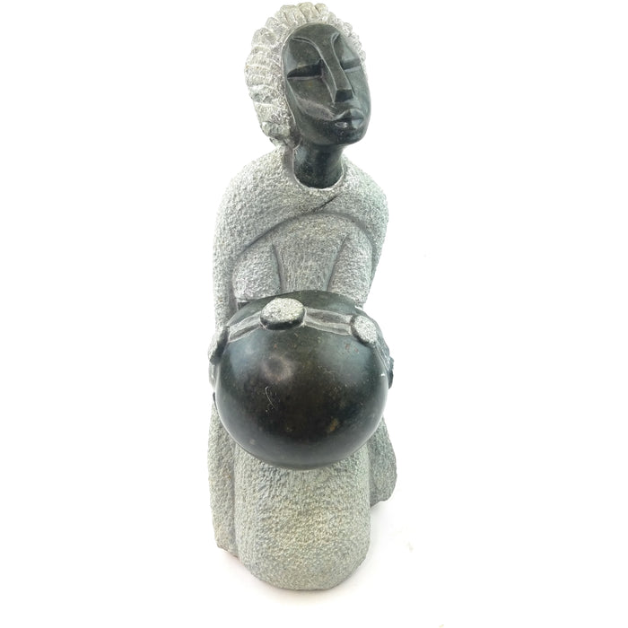 Opal Stone Mbira Player Sculpture | Handmade Shona Art