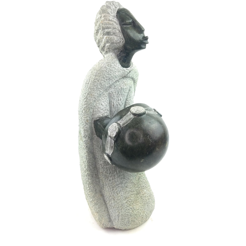 Opal Stone Mbira Player Sculpture | Handmade Shona Art