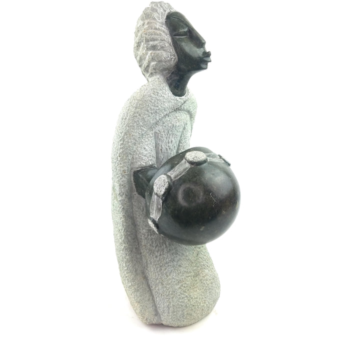 Opal Stone Mbira Player Sculpture | Handmade Shona Art