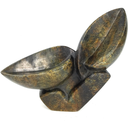 Open Form Abstract Plant Sculpture – Shona Stone Art from Zimbabwe