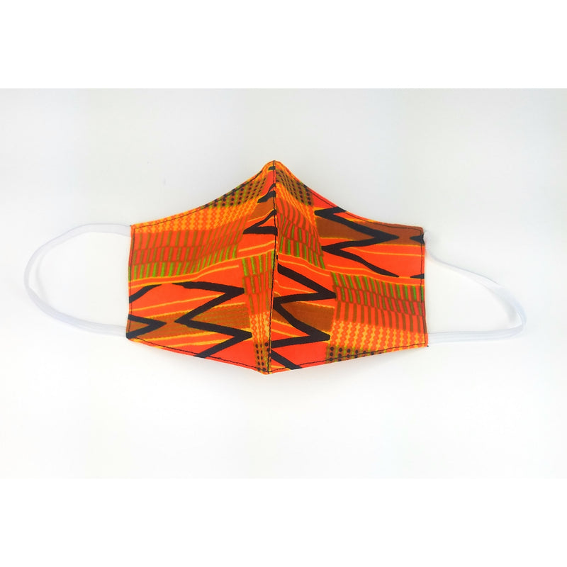 Orange & Green Kente Cloth Print African Face Mask – Reversible & Washable