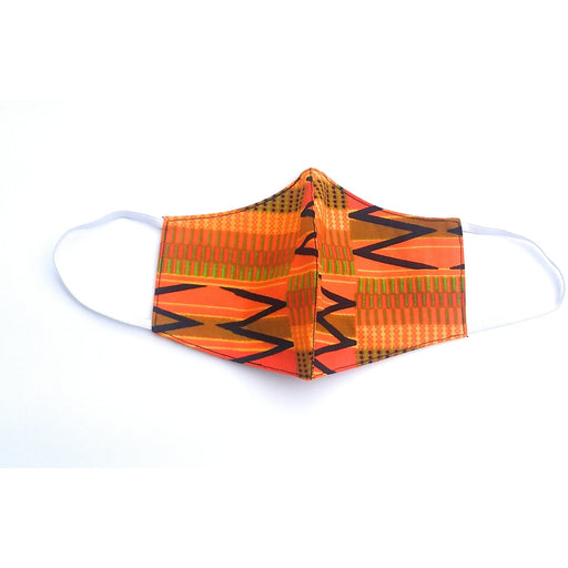 Orange & Green Kente Cloth Print African Face Mask – Reversible & Washable