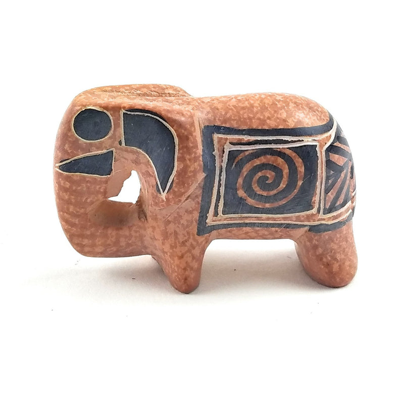 Miniature Soapstone Elephant Figurine – Trunk Down – Kenya Handmade