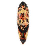 Orange Wooden Fang Mask – Ghanaian Tribal Art with Symbol