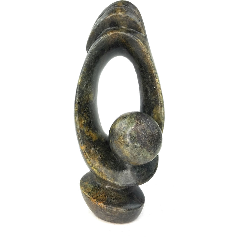 Oval Form Abstract Plant Sculpture – Shona Stone Art from Zimbabwe