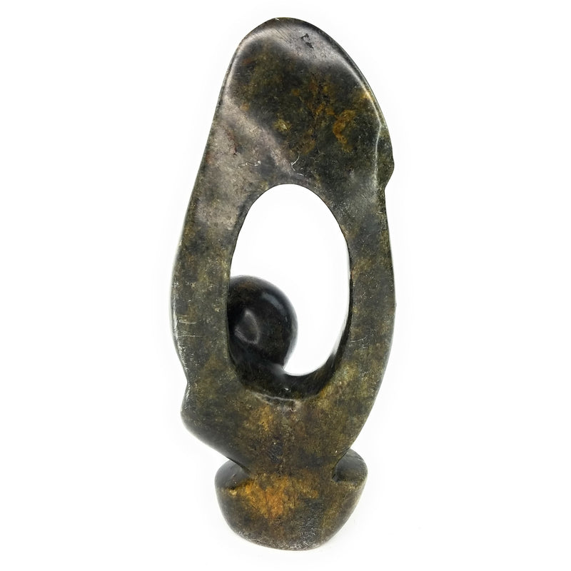 Oval Form Abstract Plant Sculpture – Shona Stone Art from Zimbabwe