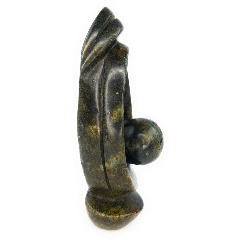 Oval Form Abstract Plant Sculpture – Shona Stone Art from Zimbabwe