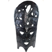 Oversized Big Five African Mask – Hand-Carved Ebony Wood Wall Art from Zimbabwe