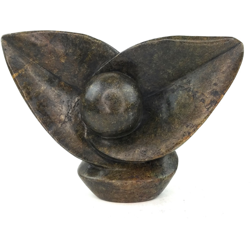 Petal Form Abstract Plant Sculpture – Shona Stone Art from Zimbabwe