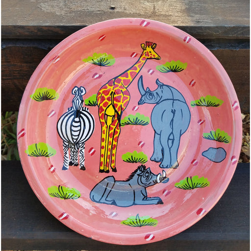 African Painted Plate – Safari Animals | Handcrafted in Zimbabwe