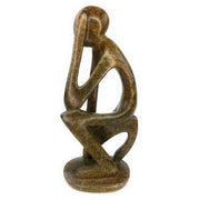 Polished African Soapstone Thinker Statue – Shona Hand Carved